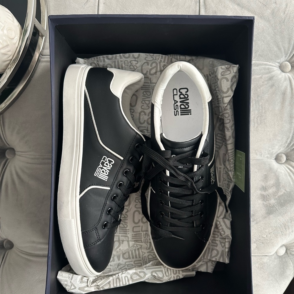 Cavalli Class Black and White Sneakers Timeless Design